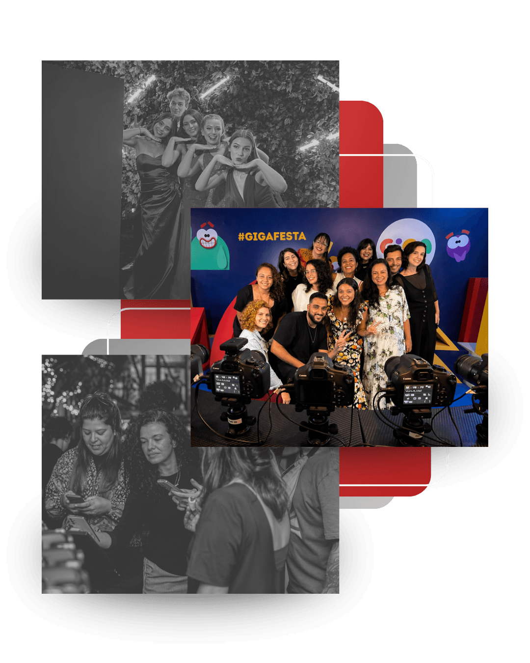 Criativo mostrando fotos de diferentes eventos